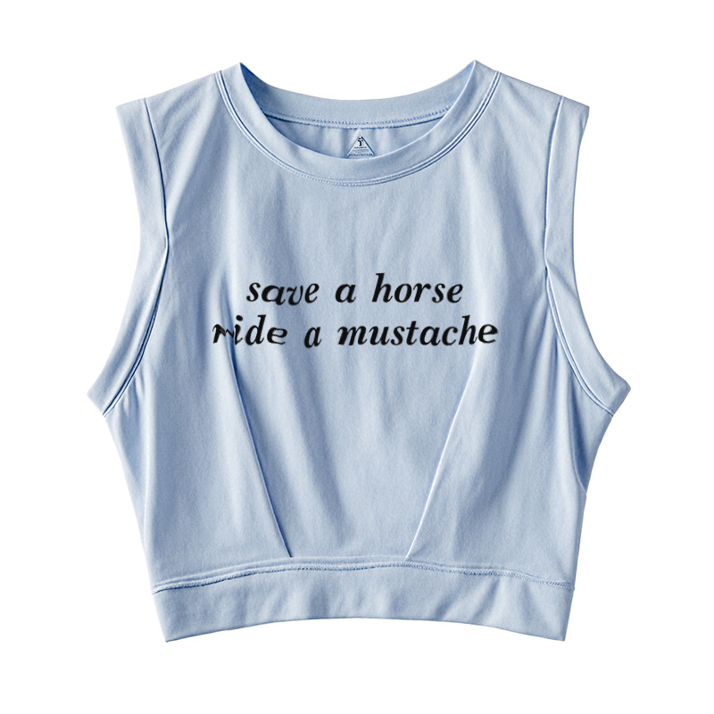  Save A Horse Ride A Mustache Sleeveless Crop Top