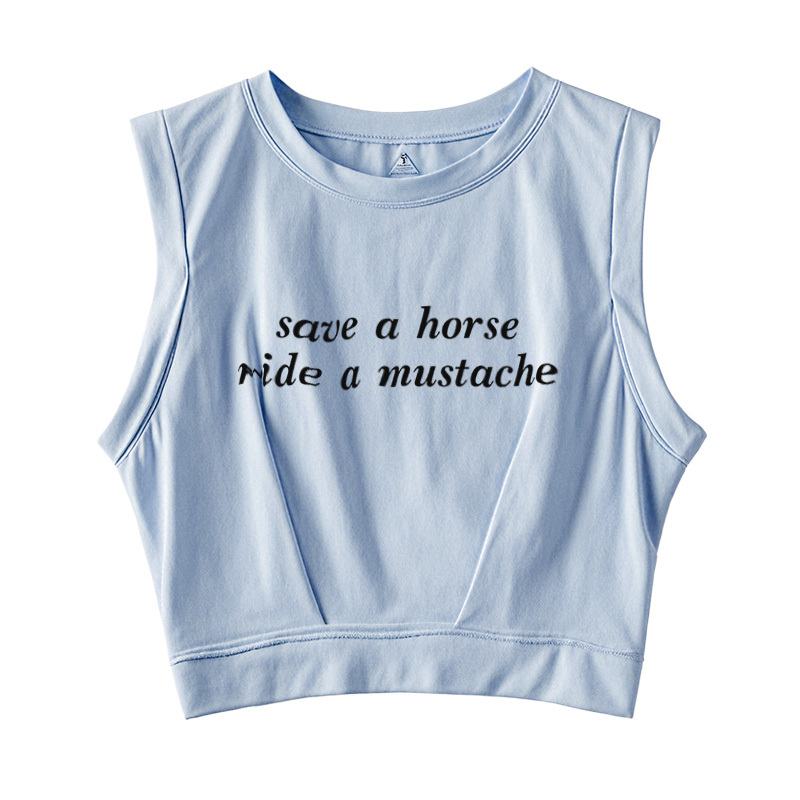  Save A Horse Ride A Mustache Sleeveless Crop Top