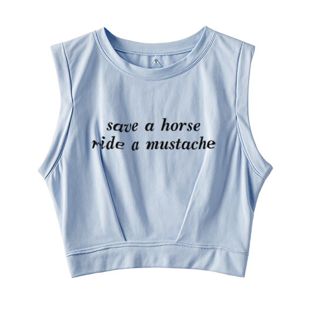  Save A Horse Ride A Mustache Sleeveless Crop Top
