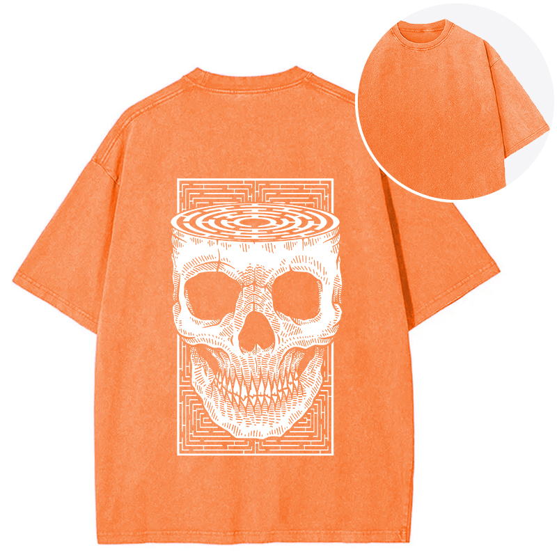 Horror Skull Back Washed T-Shirt
