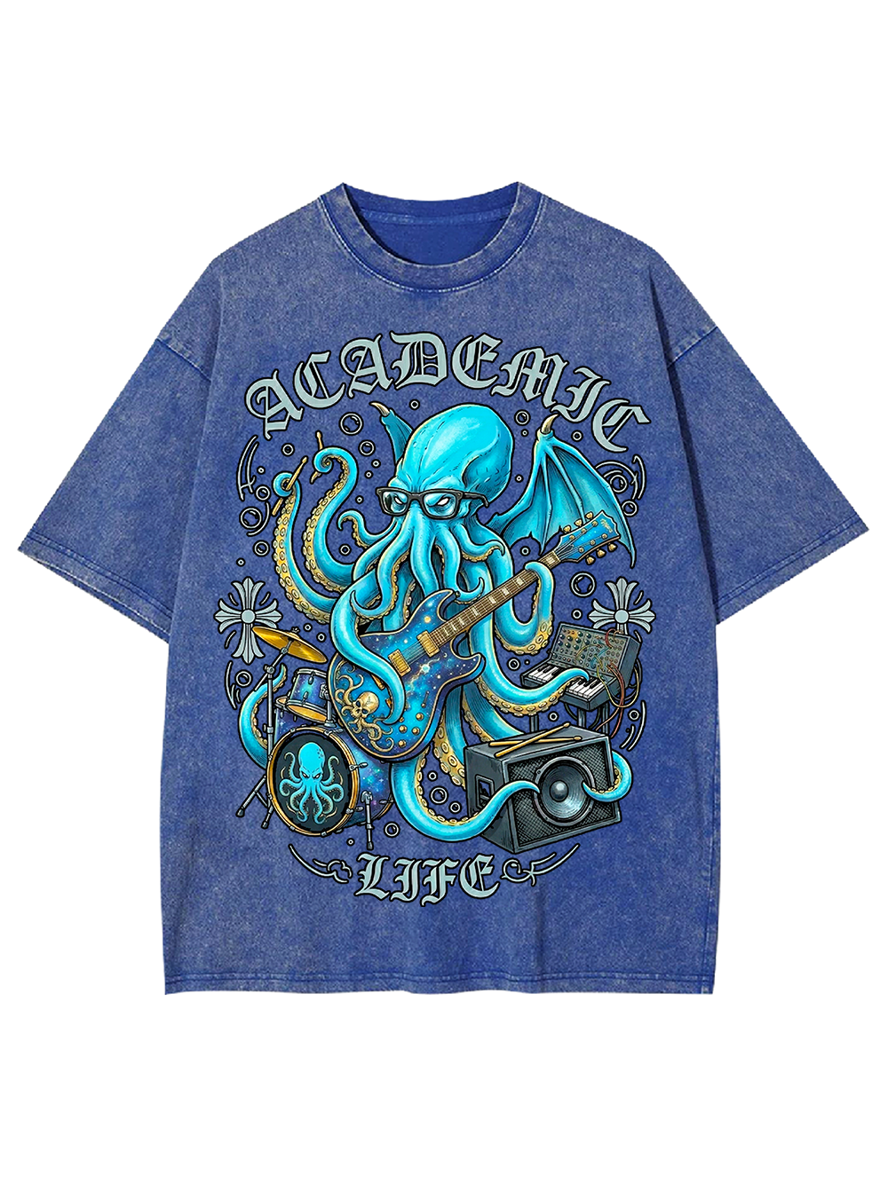 Unisex Nerdcore Kraken Printed Washed Tee