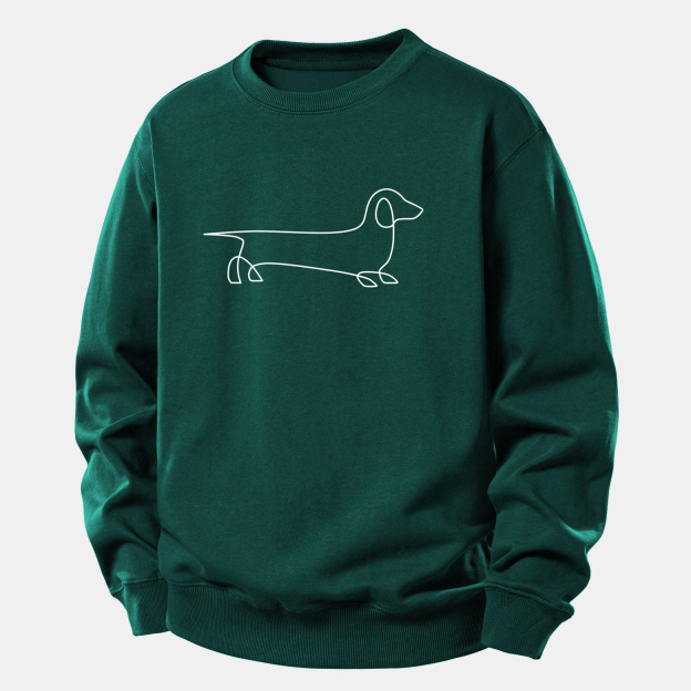 Line Dachshund Print Relax Fit Sweatshirt