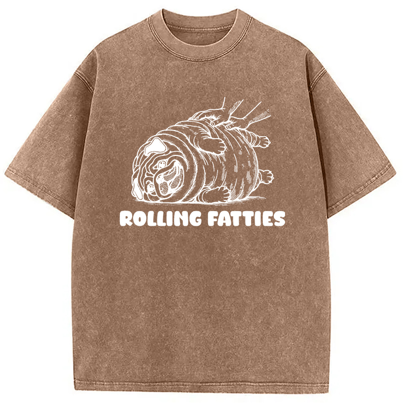 Rolling Fatties Dog Funny Pug Meme Washed T-Shirt