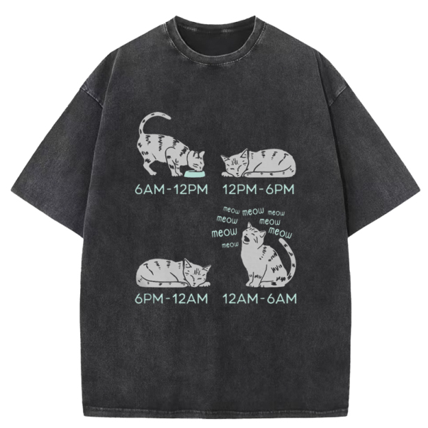  Cat's Schedule Washed T-Shirt