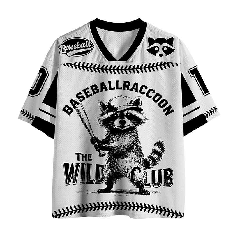 Baseball Raccoon Printed Jersey Shirts