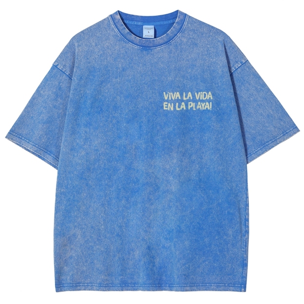 Polka Dot Fish Washed Vintage Short Sleeves T-Shirt