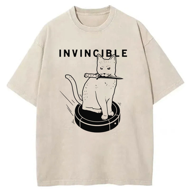 Invincible Cat Washed T-Shirt