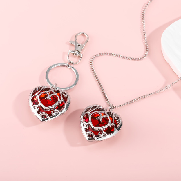 Legend of Zelda Hollow Red Crystal Love Necklace & Keychain Jewelry