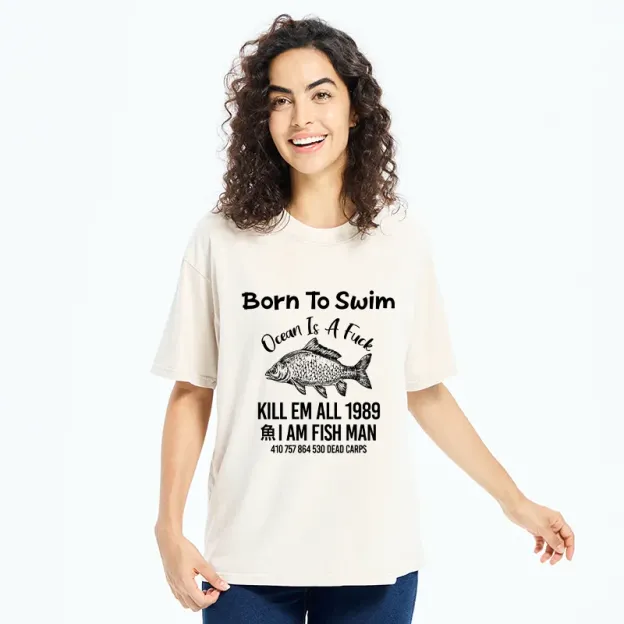 Born To Swim Funny Washed T-Shirt