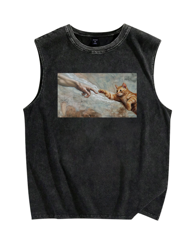 The Creation of Cat Vintage Distressed Washed Tank Top