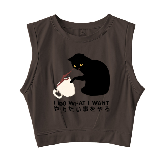 Tsundere Cat Funny Sleeveless Crop Top