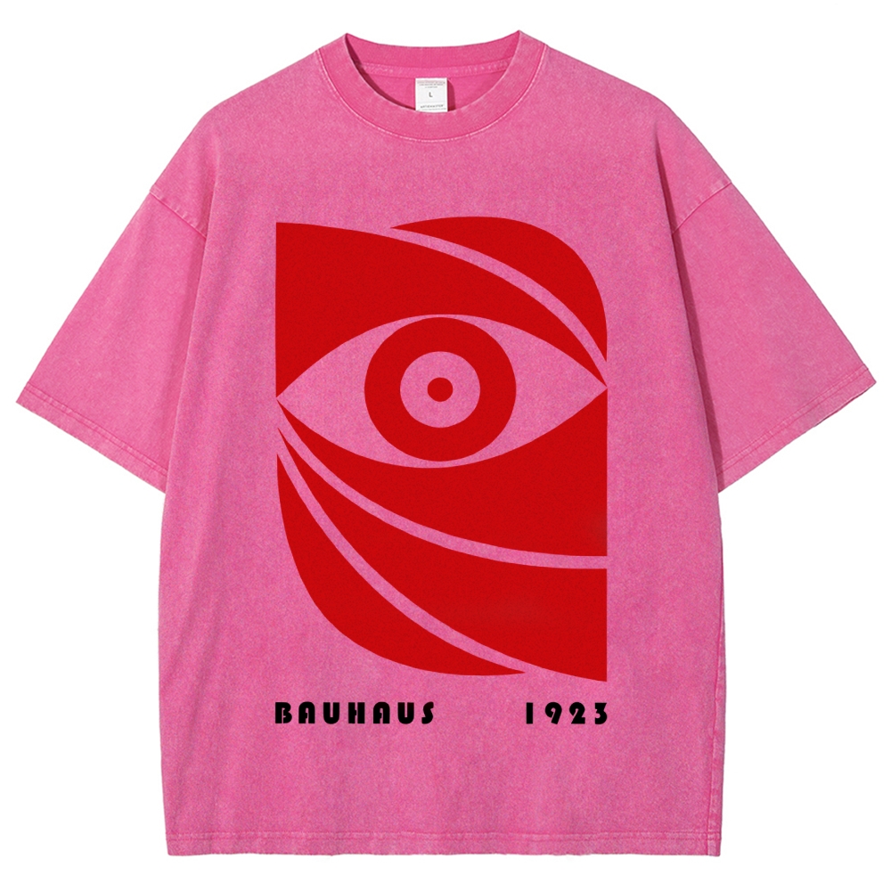 Unisex Bauhaus Eye Printed Washed T-shirt