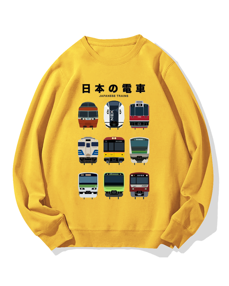 Japanese Trains Cotton Sweatshirt