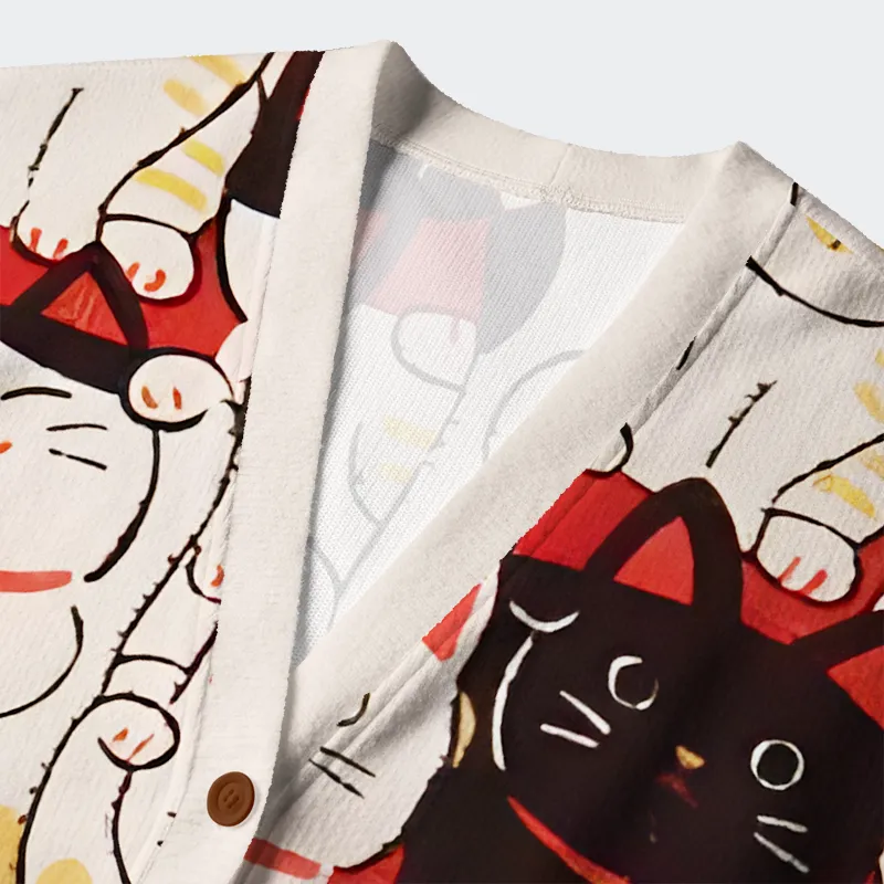 Unisex Lucky Cat Ugly Cardigan Sweater