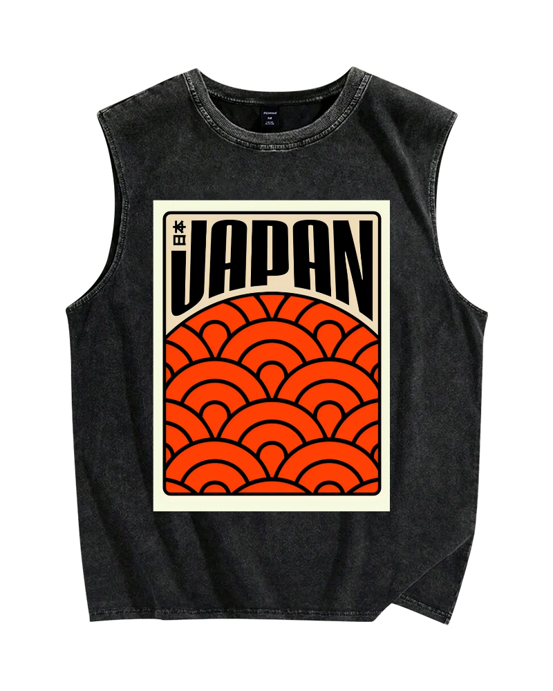 Japan Poster Vintage Distressed Washed Tank Top