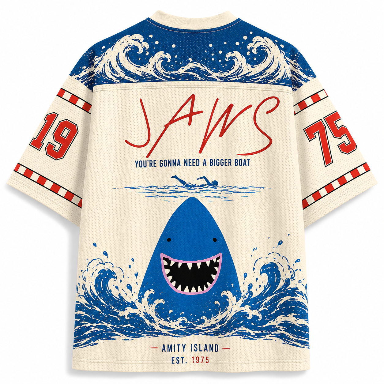 Jaws Style Retro Shark Graphic Jersey Shirts