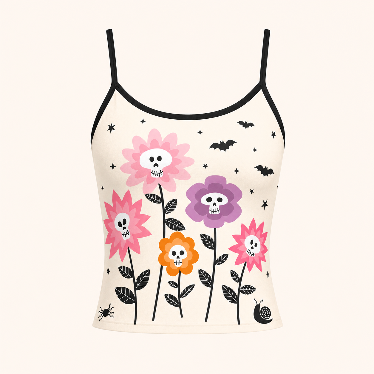 Cute Skull Flower Lounge Top & Elasticated Trousers Two-Piece Set