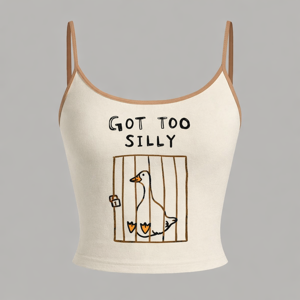 Cute Got Too Silly Duck Print Top & Elasticated Trousers Two-Piece Set