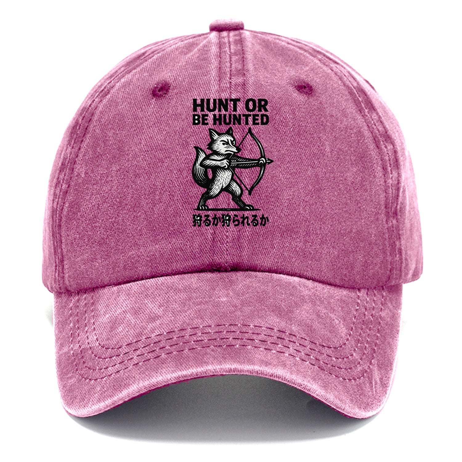 Hunt or Be Hunted - Fox drawing bow and Washed Cap