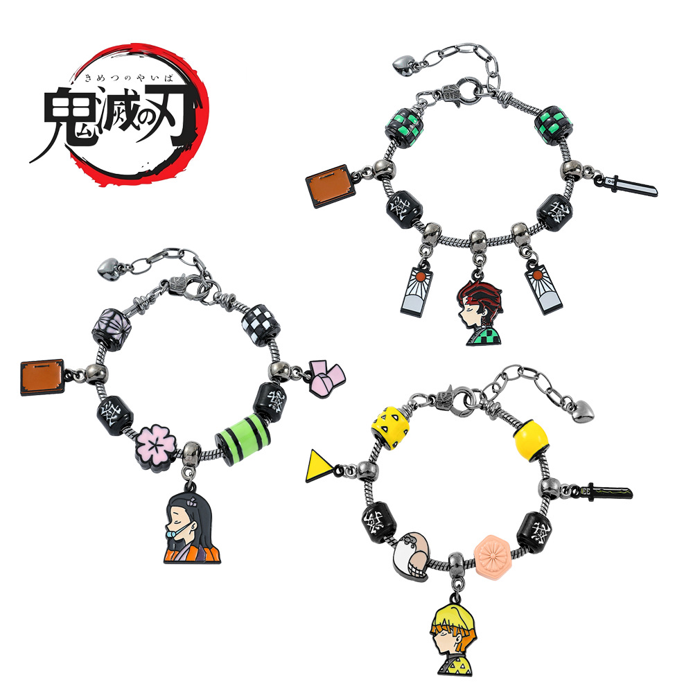 Cross-Border Japanese Anime Demon Slayer Demon Slayer Tanjiro Pan Dora Beaded Diy Bracelet