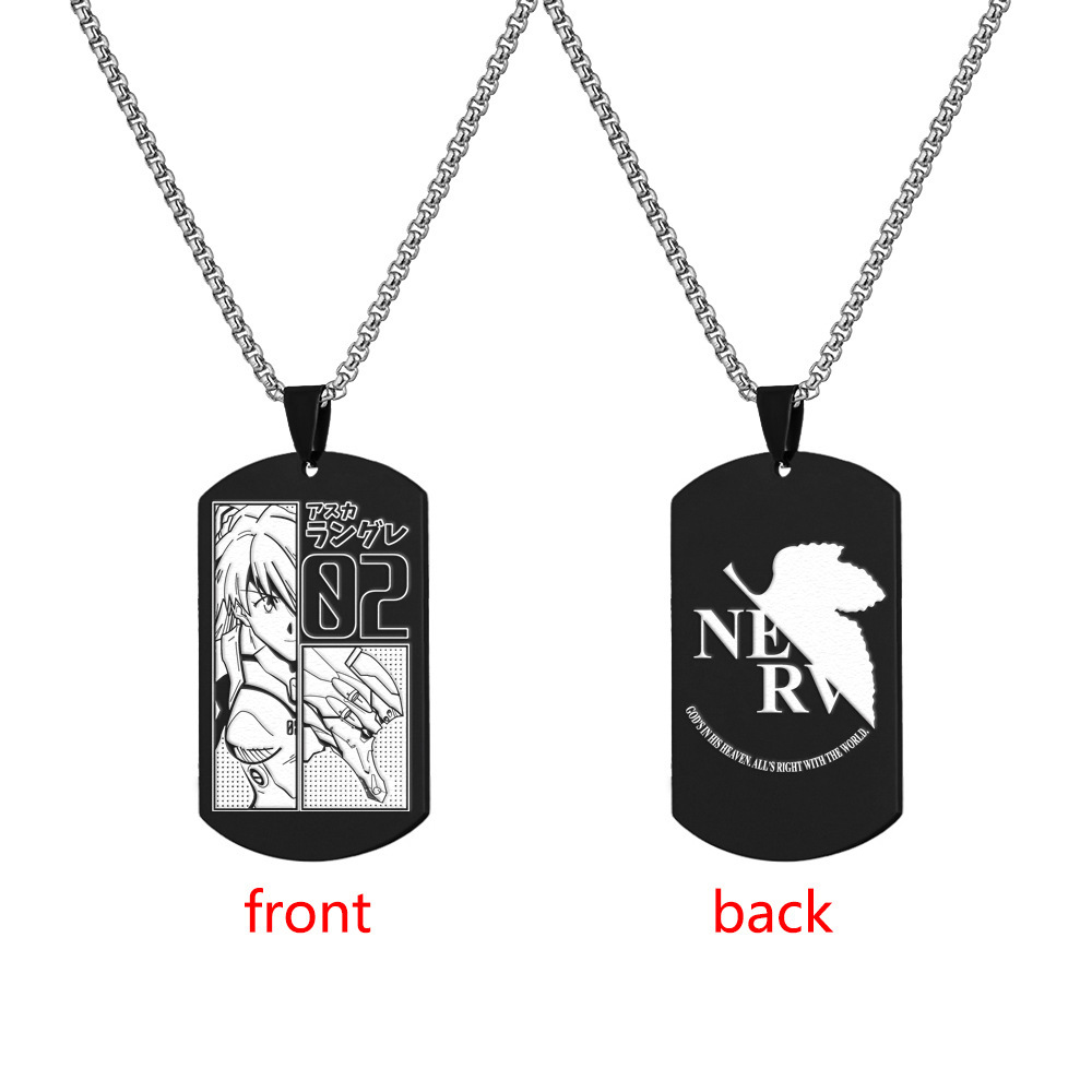 Neon Genesis Evangelion Stainless Steel Military Tag Engraved Necklace Tag Shinji Ikari Ayanami Rei Titanium Steel Dog Tag