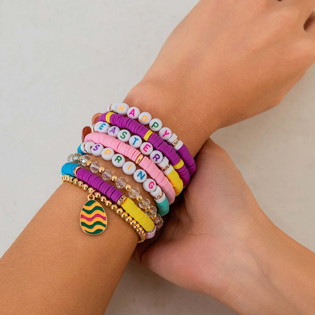 Easter Soft Clay Letter Bracelet Set Colorful Love Rabbit Bracelet Bracelet