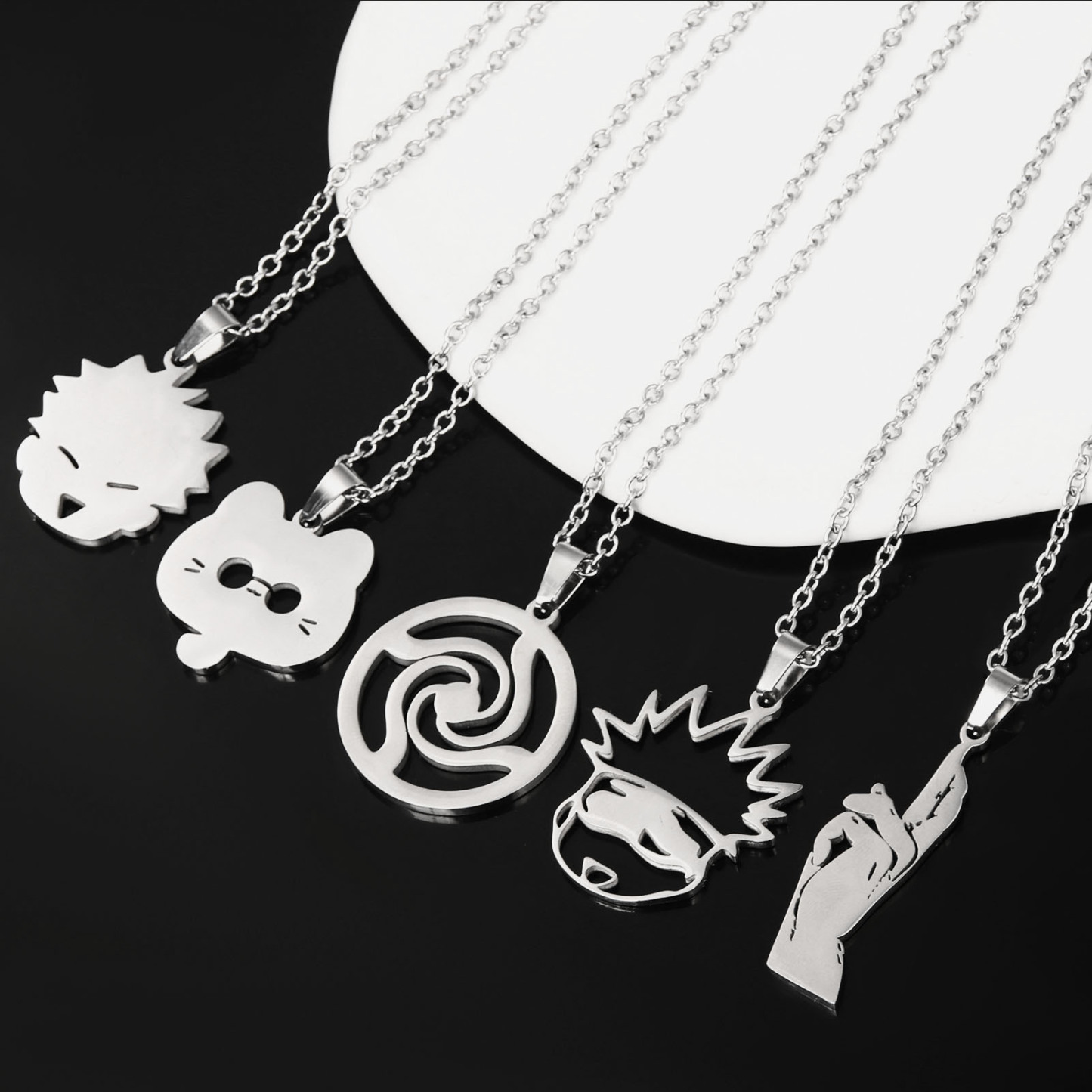 Animation Peripherals: Spell Return Gojo Wuhu Stick Hisuhito Cartoon Necklace Gojo Cat Realm Stainless Steel Pendant