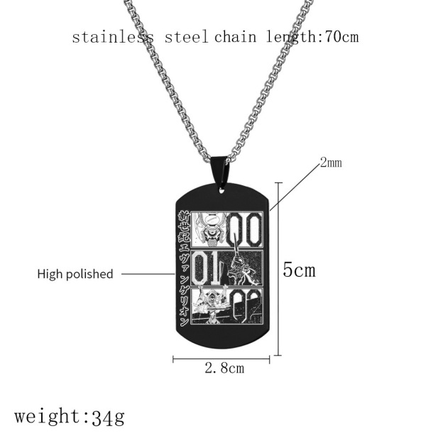 Neon Genesis Evangelion Stainless Steel Military Tag Engraved Necklace Tag Shinji Ikari Ayanami Rei Titanium Steel Dog Tag