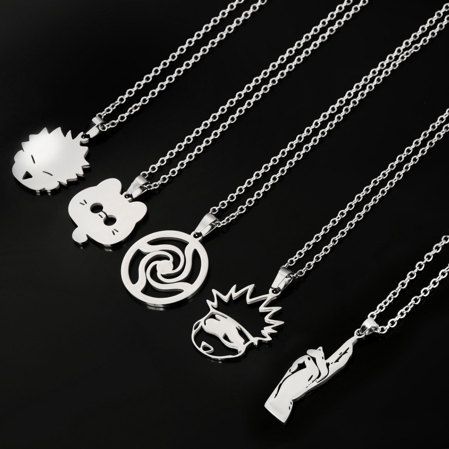 Animation Peripherals: Spell Return Gojo Wuhu Stick Hisuhito Cartoon Necklace Gojo Cat Realm Stainless Steel Pendant