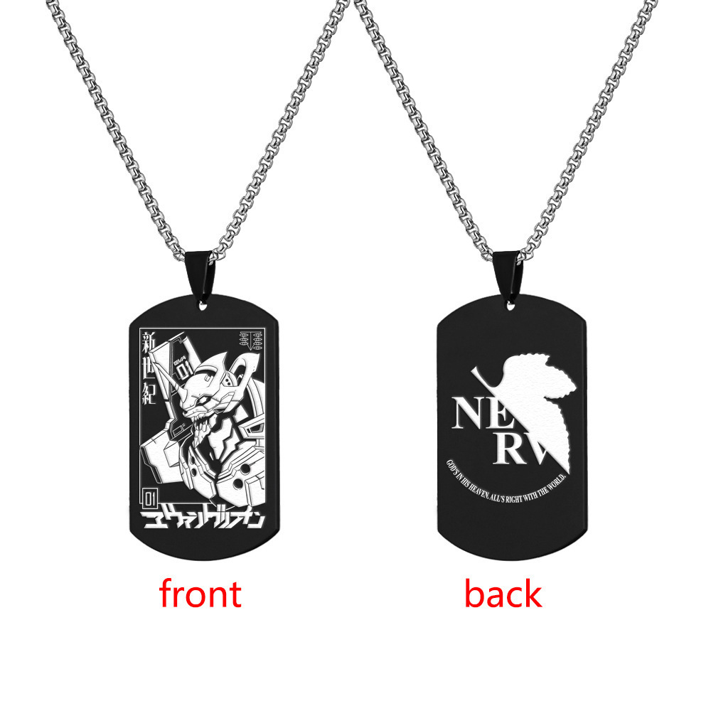 Neon Genesis Evangelion Stainless Steel Military Tag Engraved Necklace Tag Shinji Ikari Ayanami Rei Titanium Steel Dog Tag