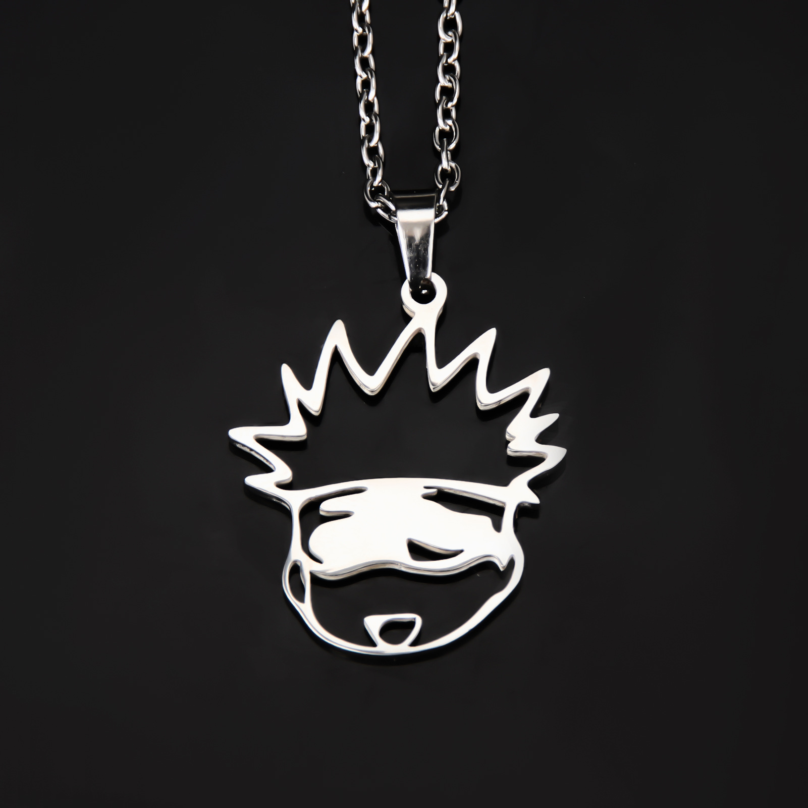 Animation Peripherals: Spell Return Gojo Wuhu Stick Hisuhito Cartoon Necklace Gojo Cat Realm Stainless Steel Pendant