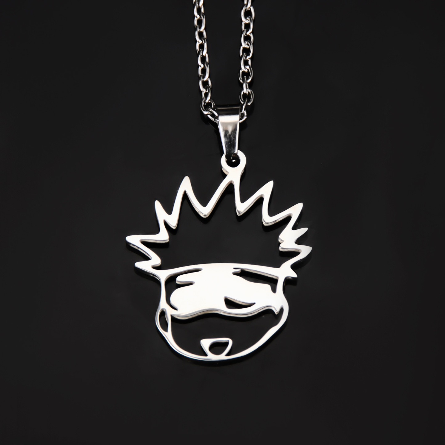 Animation Peripherals: Spell Return Gojo Wuhu Stick Hisuhito Cartoon Necklace Gojo Cat Realm Stainless Steel Pendant