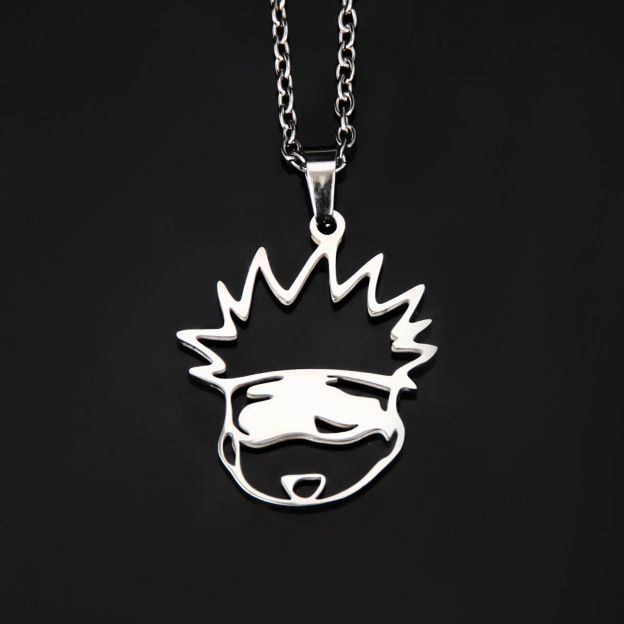 Animation Peripherals: Spell Return Gojo Wuhu Stick Hisuhito Cartoon Necklace Gojo Cat Realm Stainless Steel Pendant