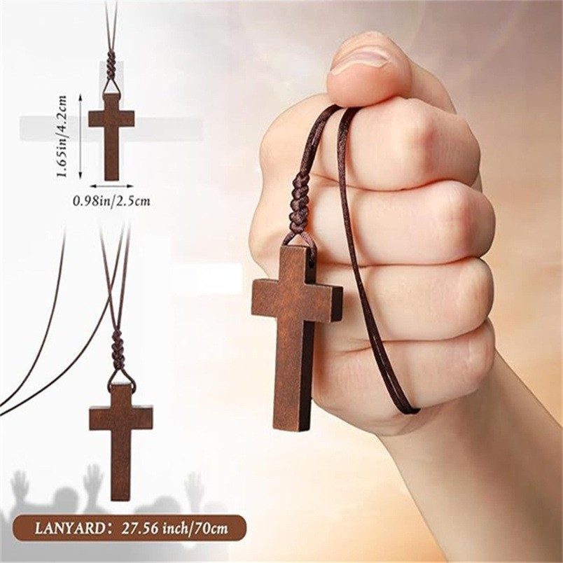 Renaissance, Fashion, Versatile Wooden Cross Necklace Pendant Can Be Knotted, Men And Women'S Accessories