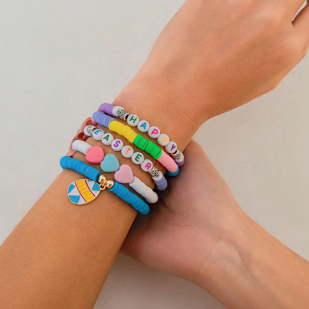 Easter Soft Clay Letter Bracelet Set Colorful Love Rabbit Bracelet Bracelet