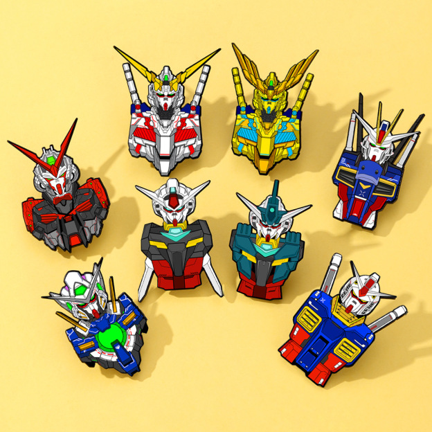 New Mobile Suit Gundam Metal Badge Cartoon Anime Unicorn Phoenix Gundam Set Small Brooch