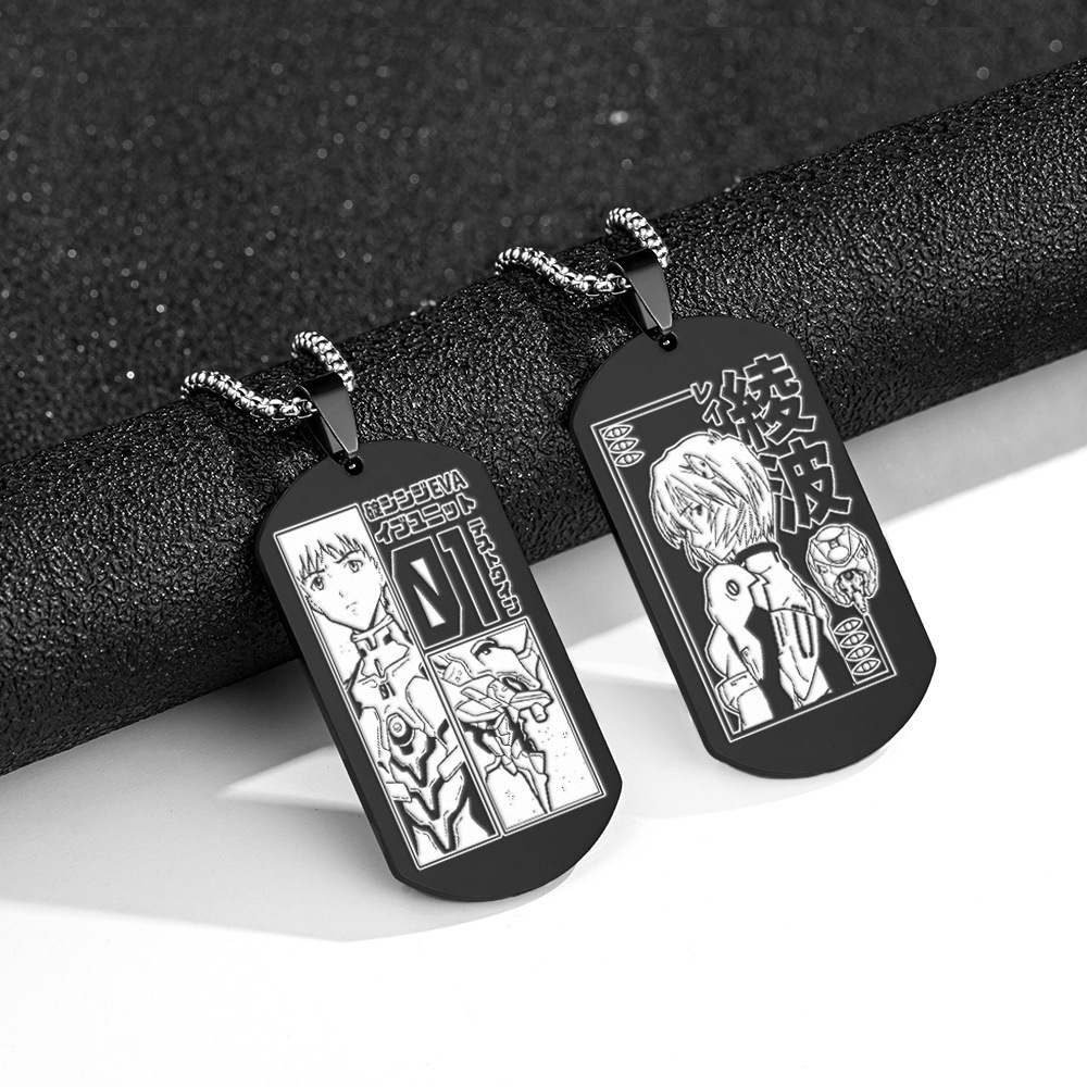Neon Genesis Evangelion Stainless Steel Military Tag Engraved Necklace Tag Shinji Ikari Ayanami Rei Titanium Steel Dog Tag