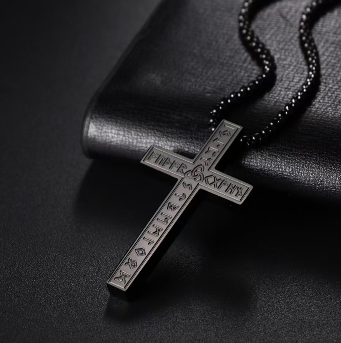 Geometric Stainless Steel Cross Rune Necklace