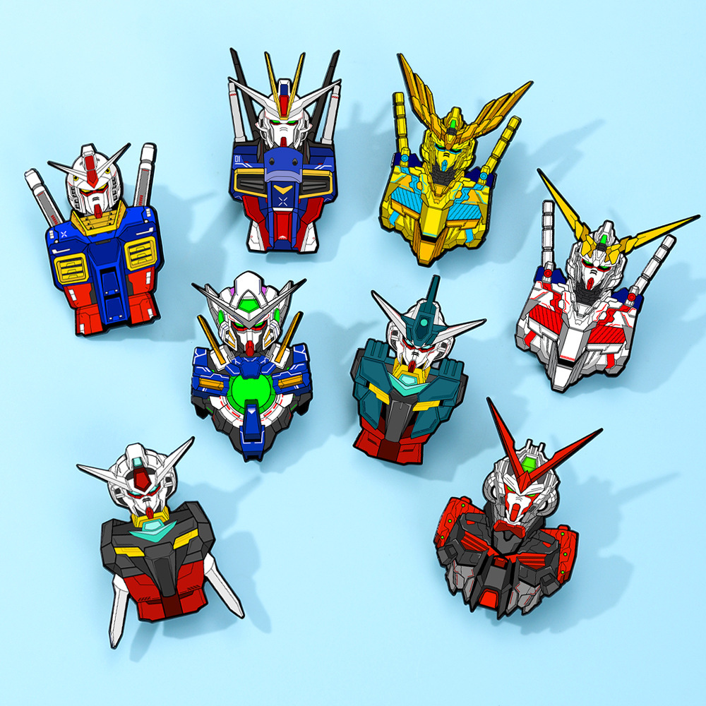 New Mobile Suit Gundam Metal Badge Cartoon Anime Unicorn Phoenix Gundam Set Small Brooch