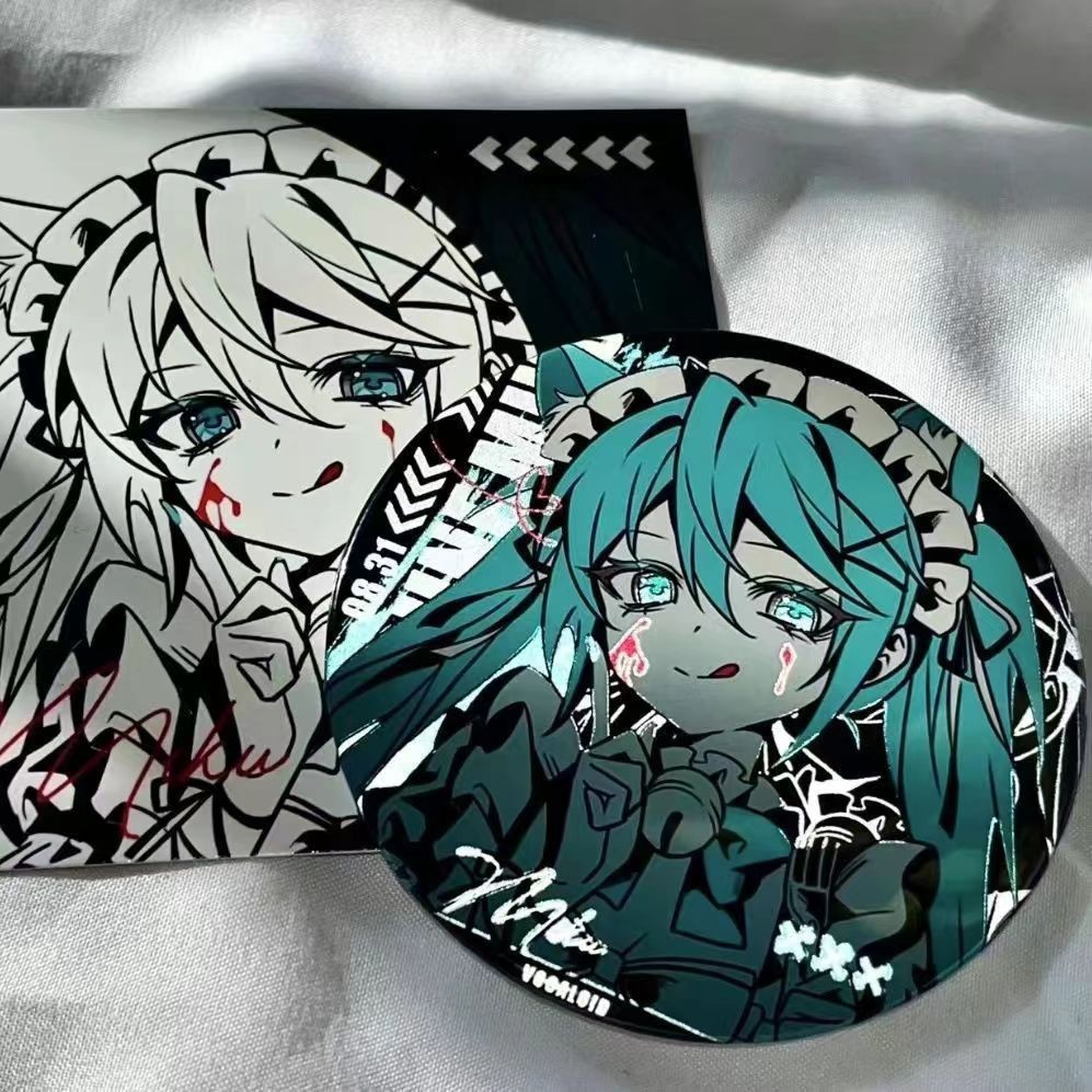 Hatsune Miku Maid Reflective Badge, Cute Anime 2D Character Collectible Pin