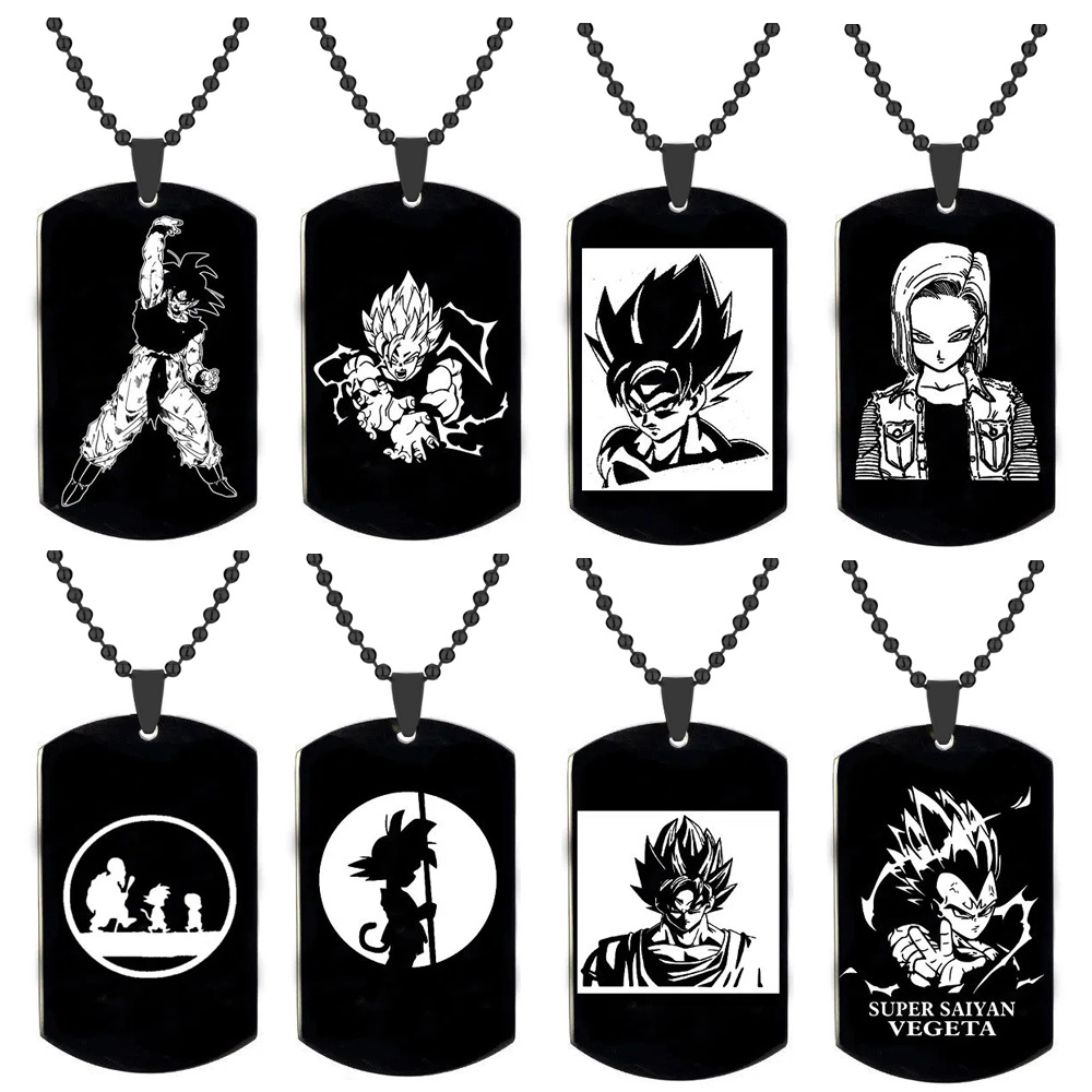 Animation Peripheral Accessories Dragon Ball Necklace Stainless Steel Laser Vegeta Goku Cartoon Character Pendant