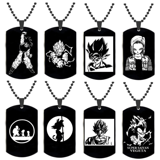 Animation Peripheral Accessories Dragon Ball Necklace Stainless Steel Laser Vegeta Goku Cartoon Character Pendant