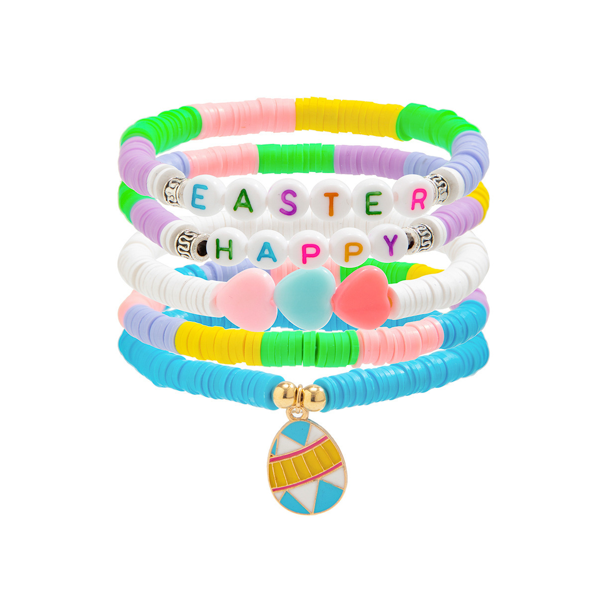 Easter Soft Clay Letter Bracelet Set Colorful Love Rabbit Bracelet Bracelet