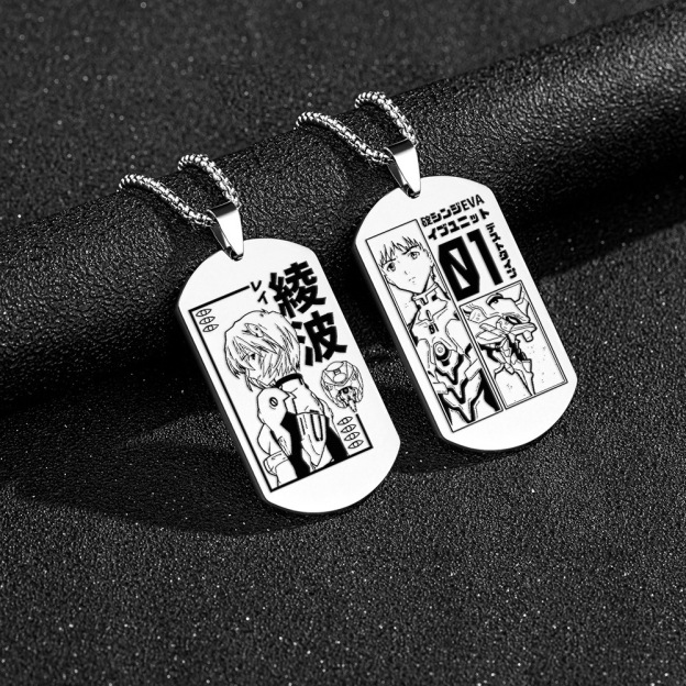 Neon Genesis Evangelion Stainless Steel Military Tag Engraved Necklace Tag Shinji Ikari Ayanami Rei Titanium Steel Dog Tag