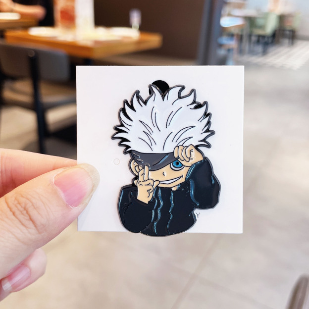 Cartoon Animation Spell Back Staff Brooch Gojo Satoru Tiger Staff Hisuhito Metal Badge Personalized Student Bag Accessories