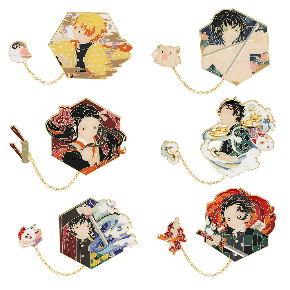 Cross-Border Hot Items Demon Slayer Brooch Demon Slayer Nezuko Tanjiro Butterfly Ninja Metal Badge