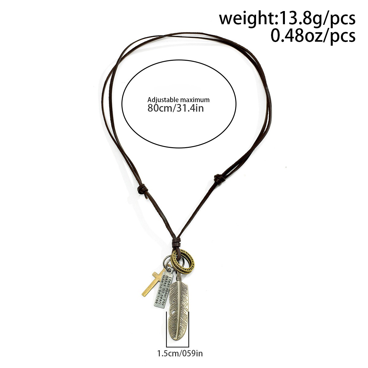Retro Feather Cross Pendant Necklace