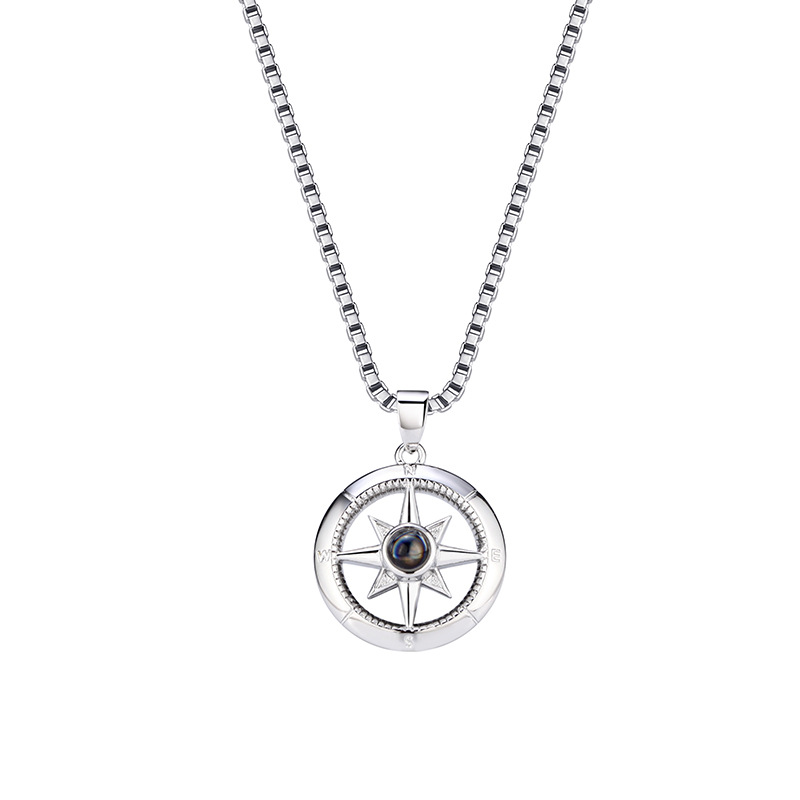 Retro Compass Hexagram Star 100 Languages ​​520 Color Photo Projection Necklace