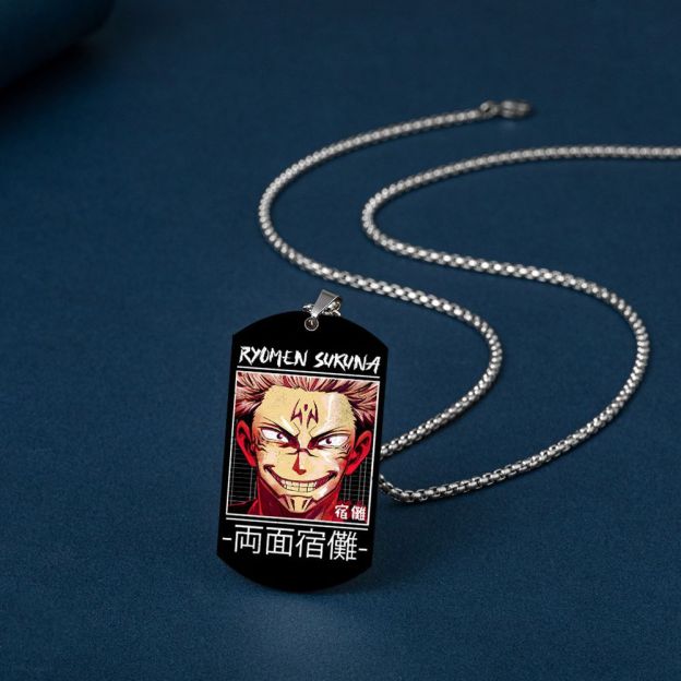 Spell Return Jujutsu Kaisen Five Wuhu Stick Yu Erfu Black Hui Color Printed Stainless Steel Necklace Dog Tag