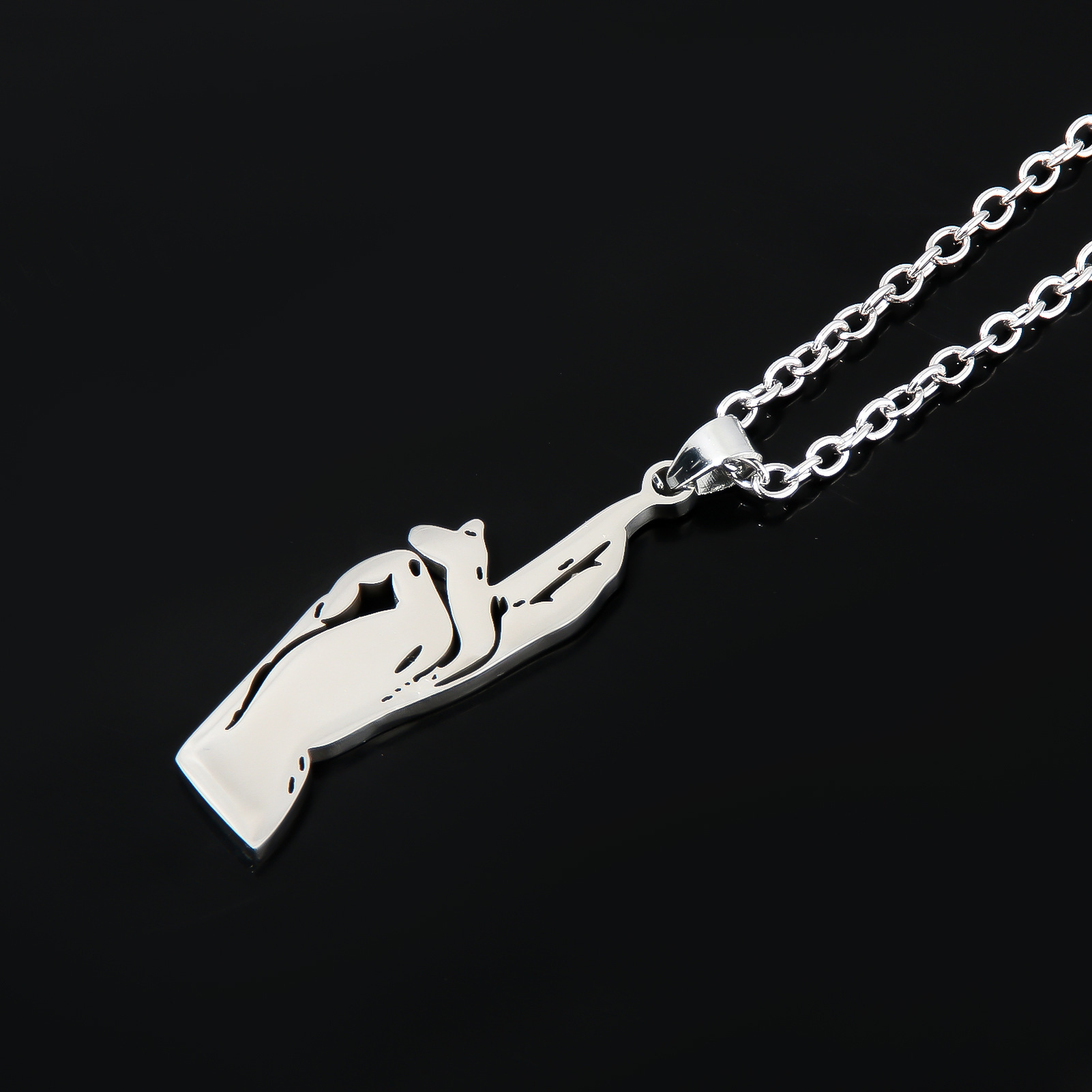 Animation Peripherals: Spell Return Gojo Wuhu Stick Hisuhito Cartoon Necklace Gojo Cat Realm Stainless Steel Pendant